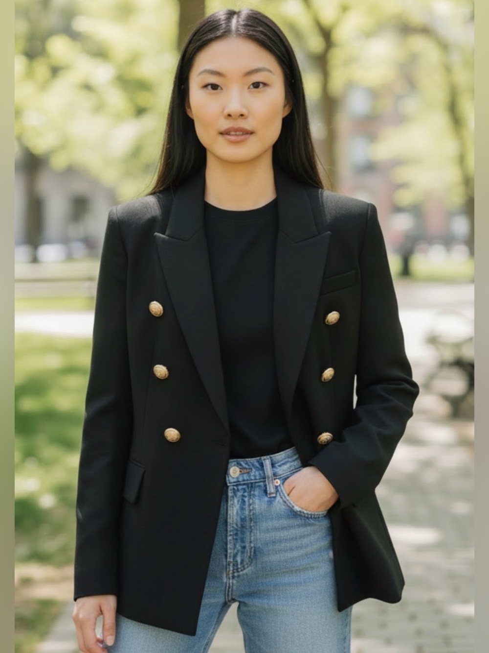 Love Labels 6-Button Black Blazer with Gold buttons Size XL (Runs Small)